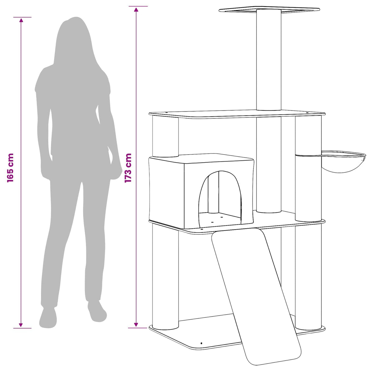 Kattetræ med sisal klatreposter Lysegrå 173 cm