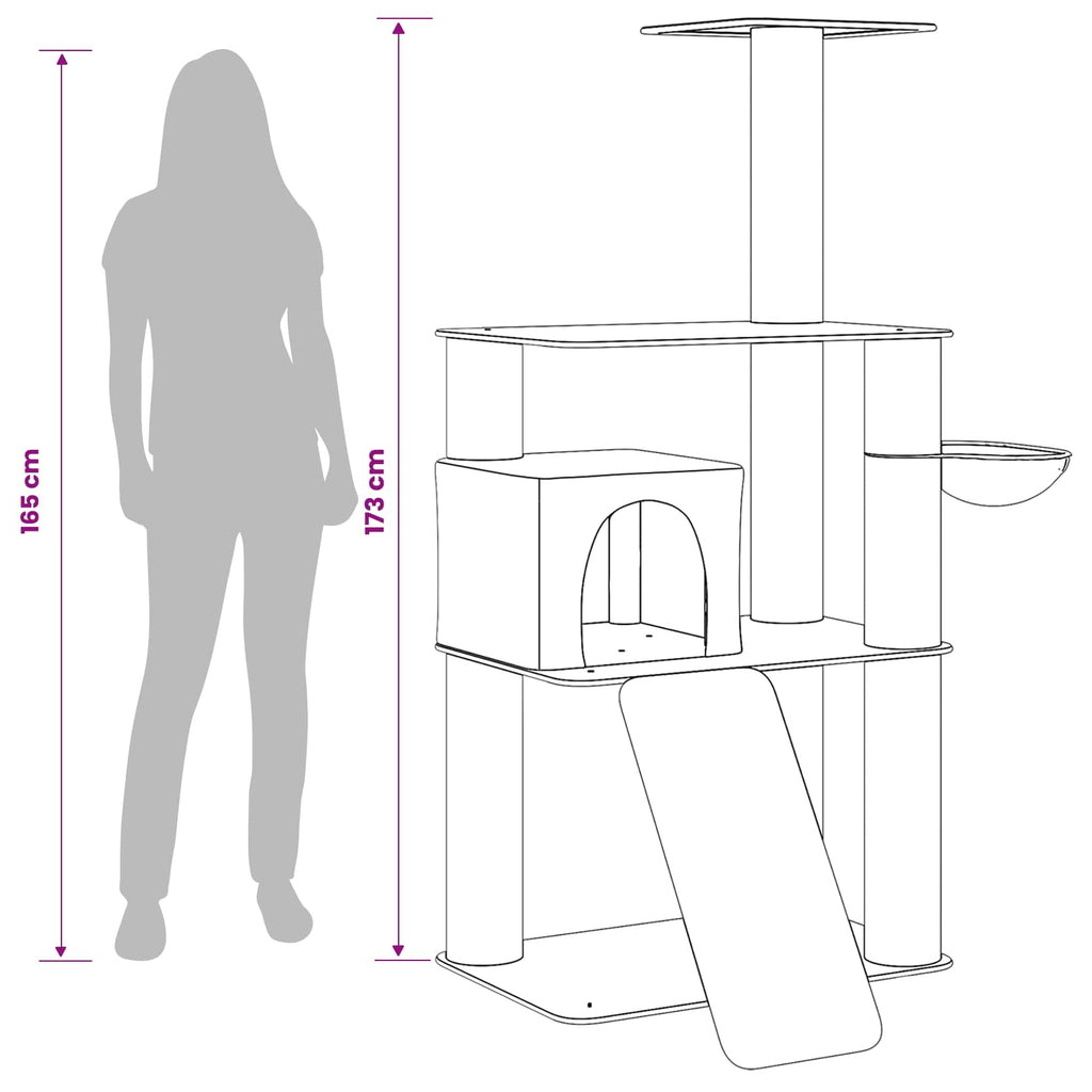 Kattetræ med sisal klatreposter Mørkegrå 173 cm