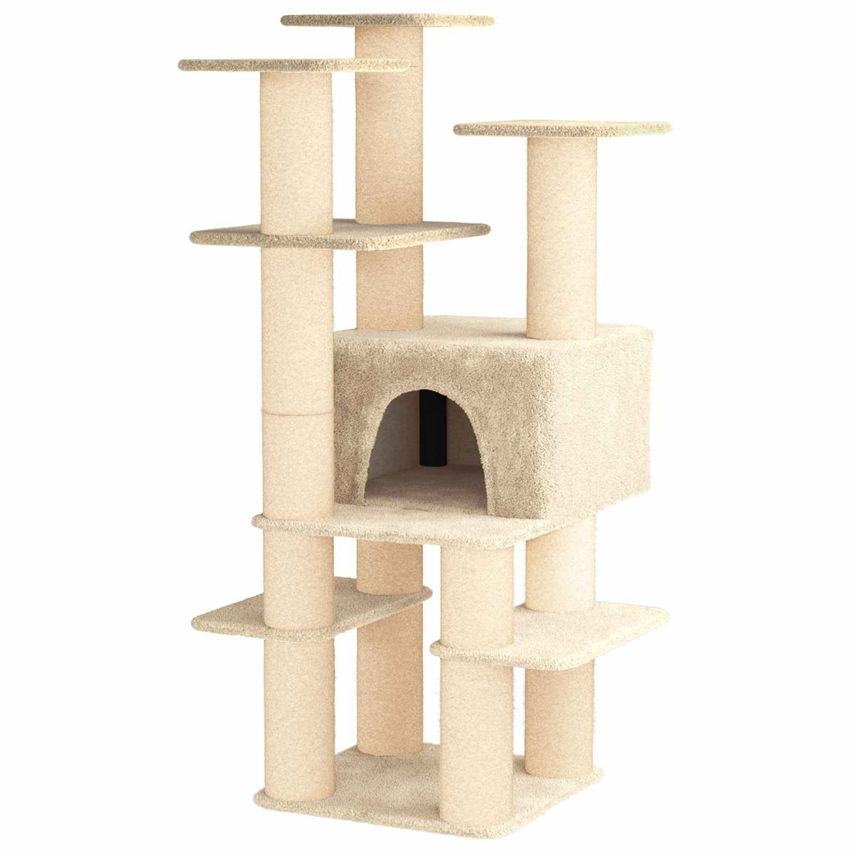 Kattetræ med sisal klatreposter Cremefarvet 161 cm