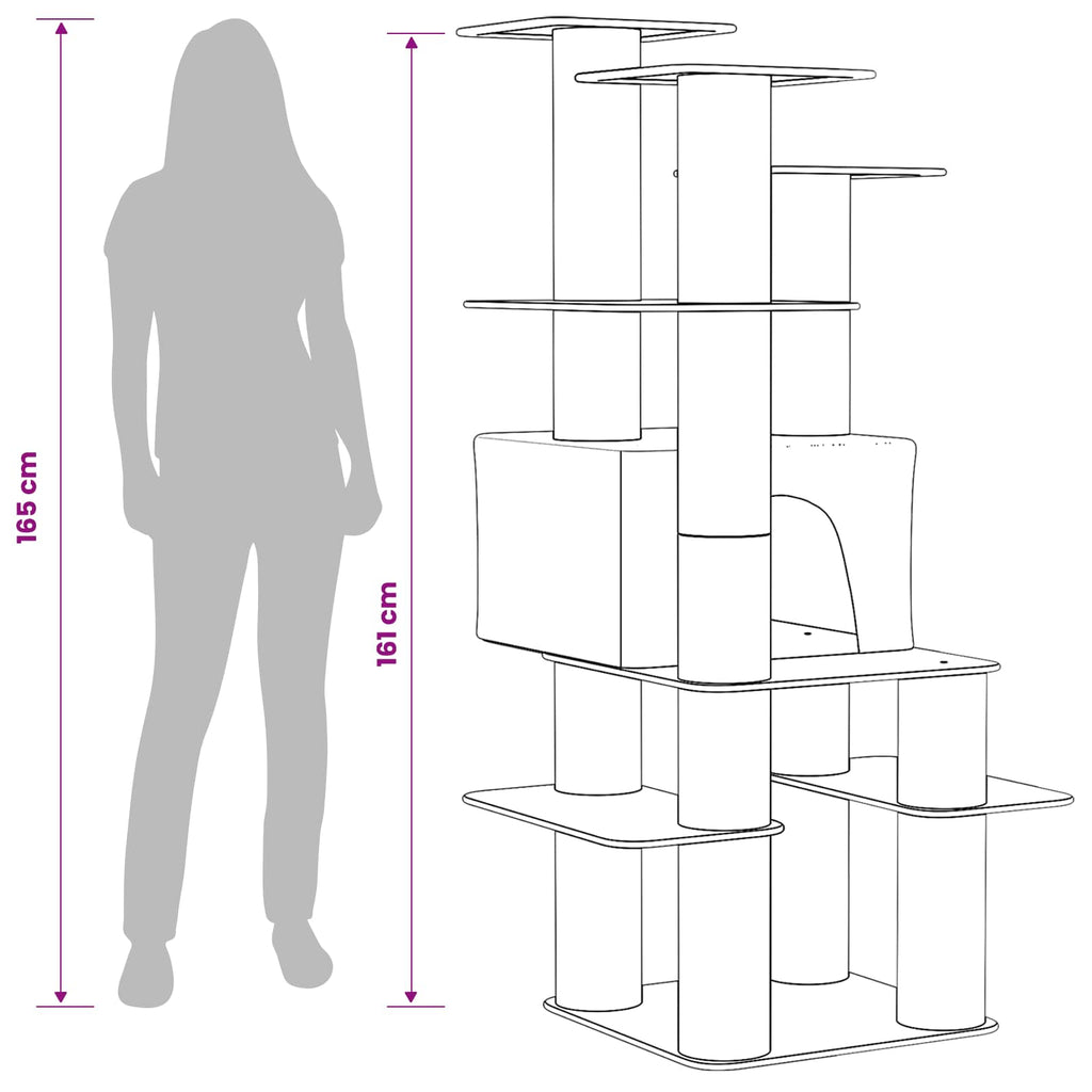 Kattetræ med sisal klatreposter Cremefarvet 161 cm