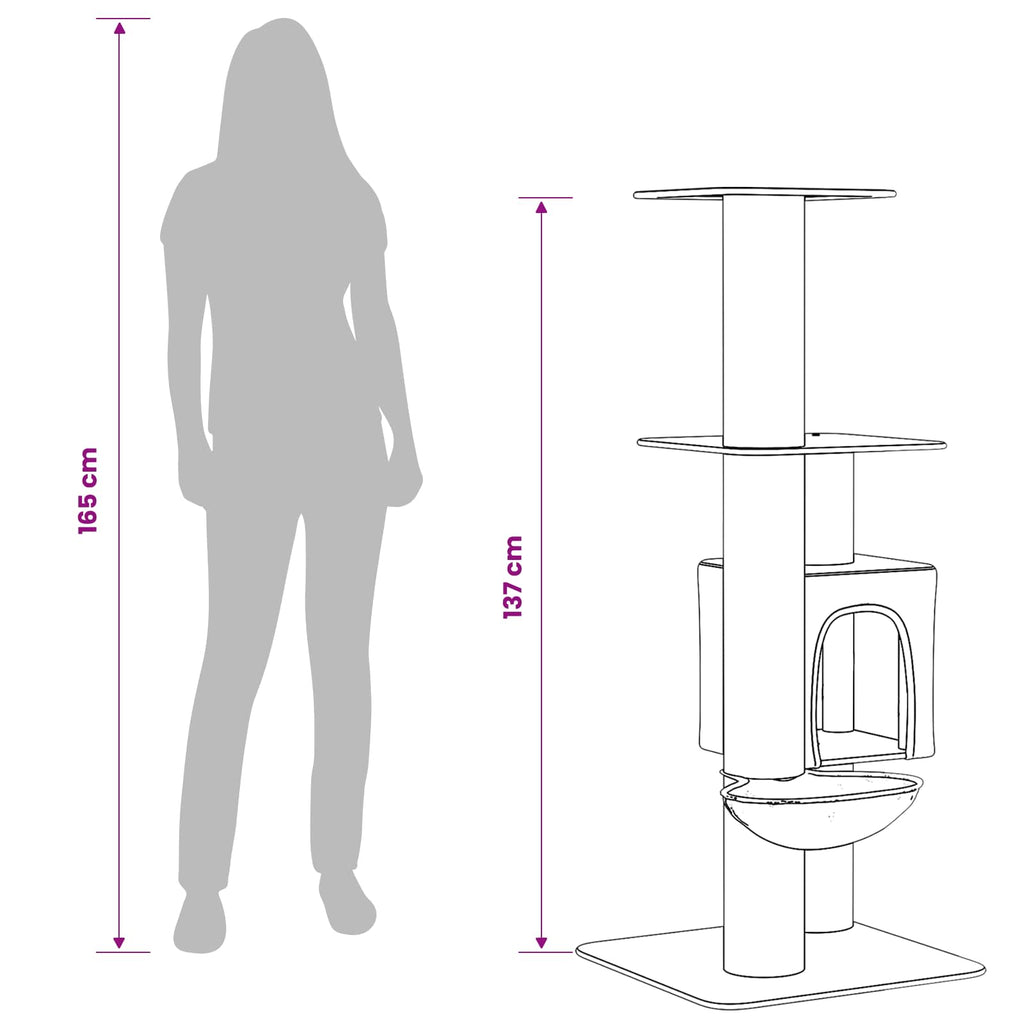 Kattetræ med sisal klatreposter Mørkegrå 137 cm