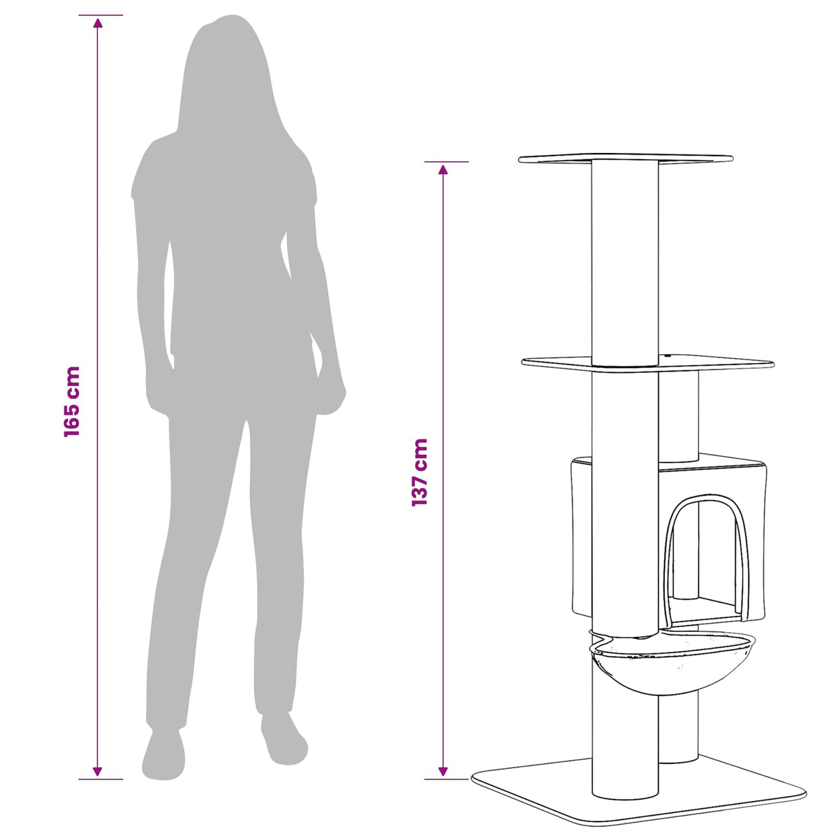 Kattetræ med sisal klatreposter Mørkegrå 137 cm