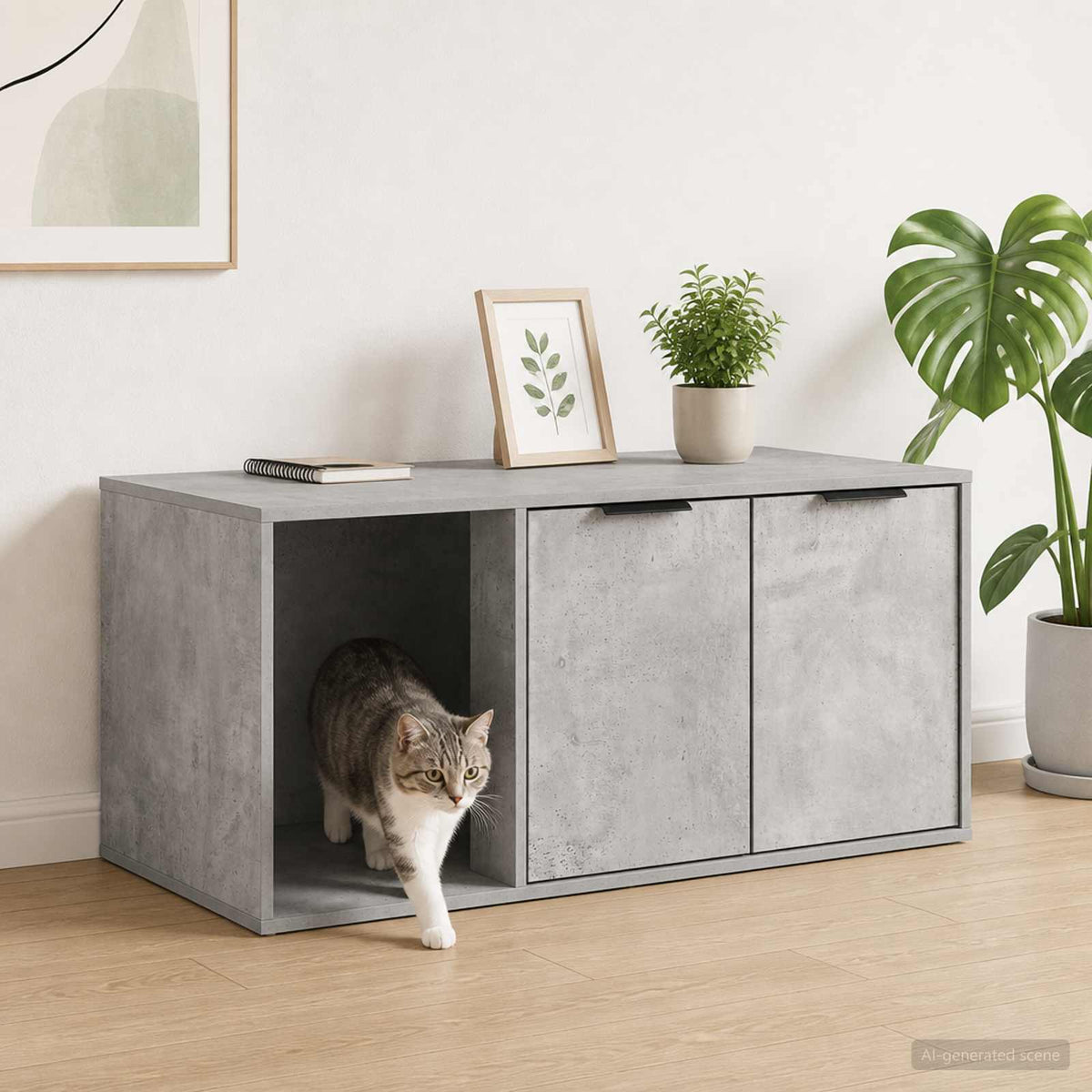 Kattebur møbel Betongrå 100 x 49 x 45 cm Konstrueret træ