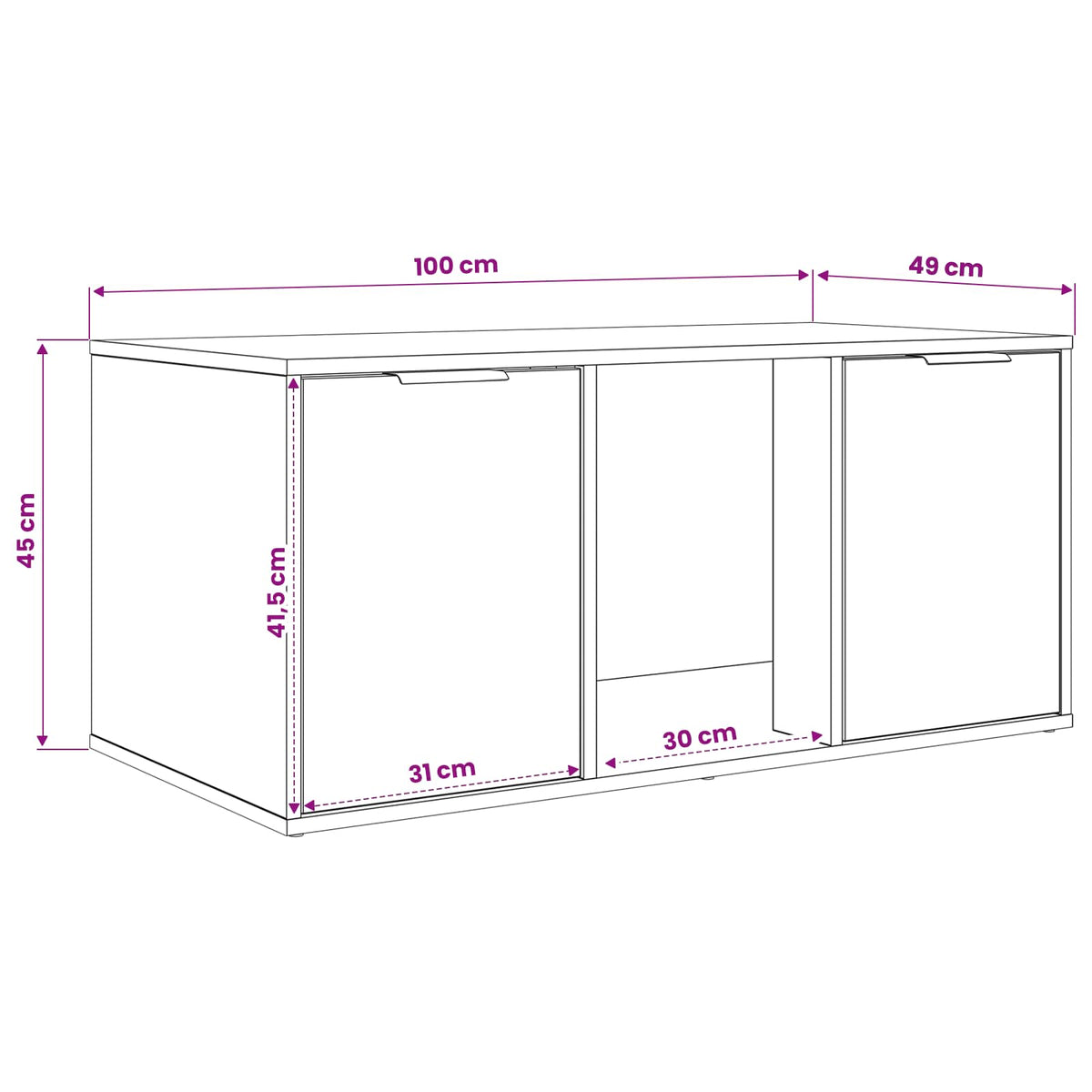 Kattebur møbel Hvid 100 x 49 x 45 cm Konstrueret træ