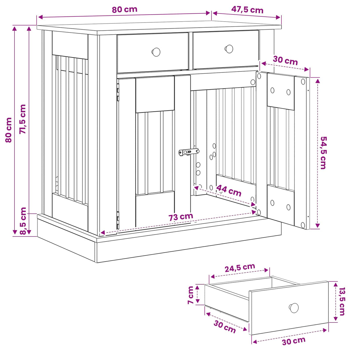 Hundekasse møbel Gammelt træ 80 x 47,5 x 80 cm Konstrueret træ