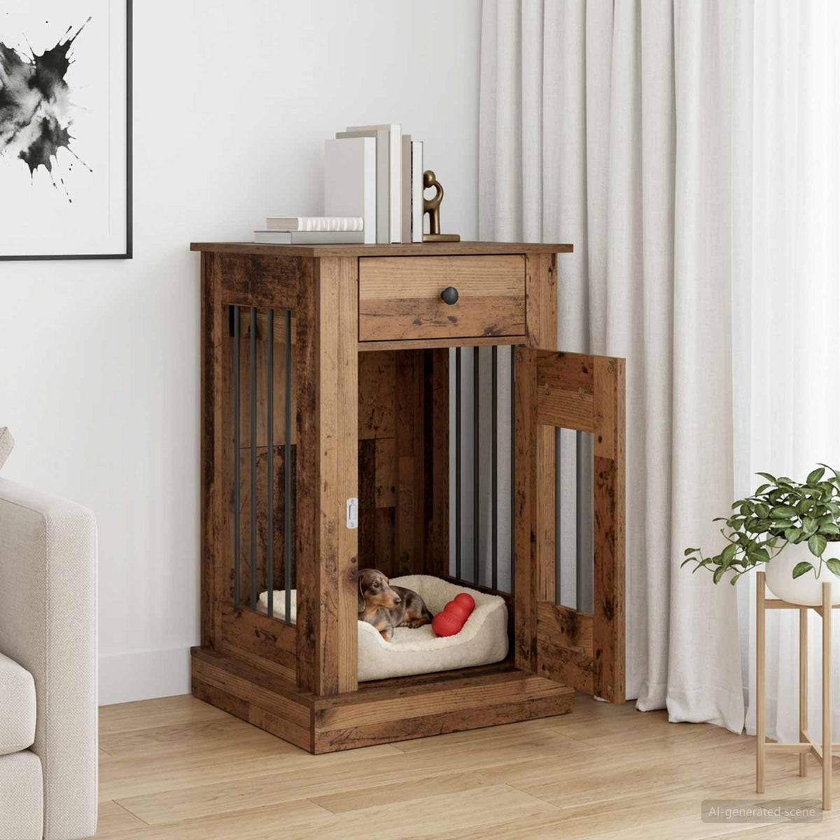 Hundekasse møbel Gammelt træ 50 x 47,5 x 80 cm Konstrueret træ