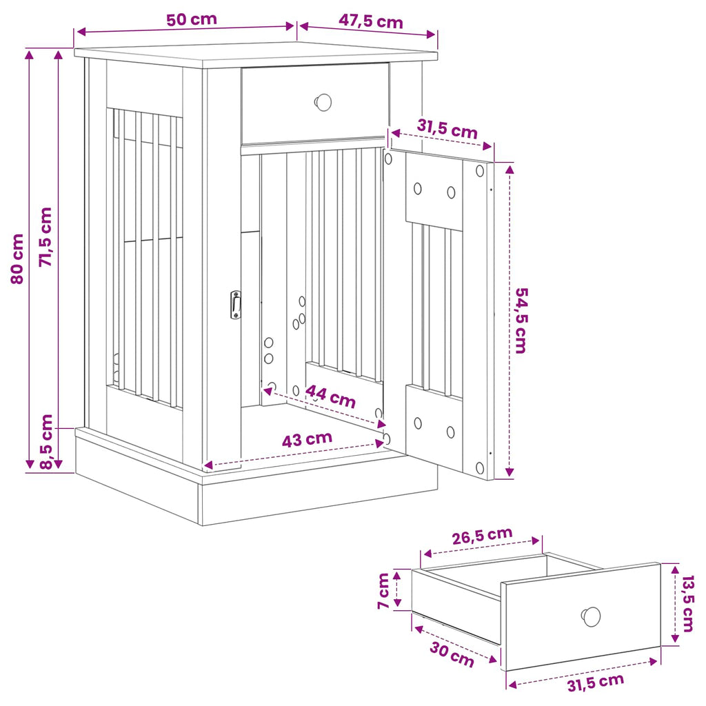 Hundekasse møbel Gammelt træ 50 x 47,5 x 80 cm Konstrueret træ